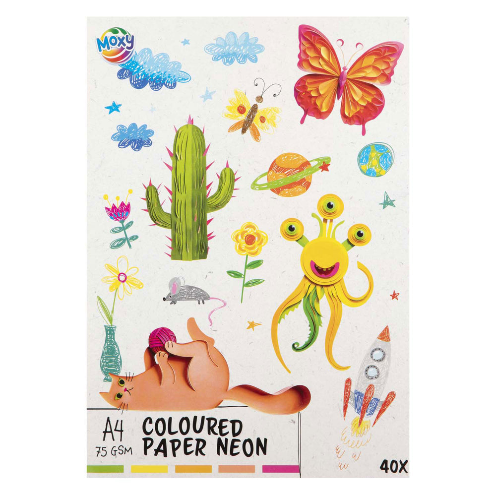 Creatieve hobbygroep gekleurd papier fluor a4, 40 verborgen 5 kleuren