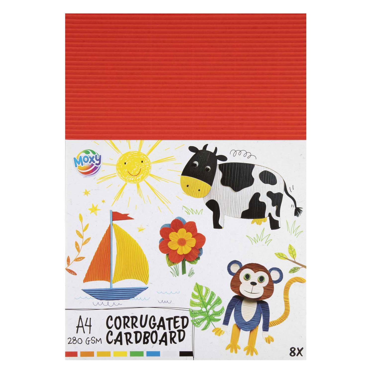 Creatieve knutselgroep ribbel knutselkarton a4, 8 uitgesloten 8 kleuren