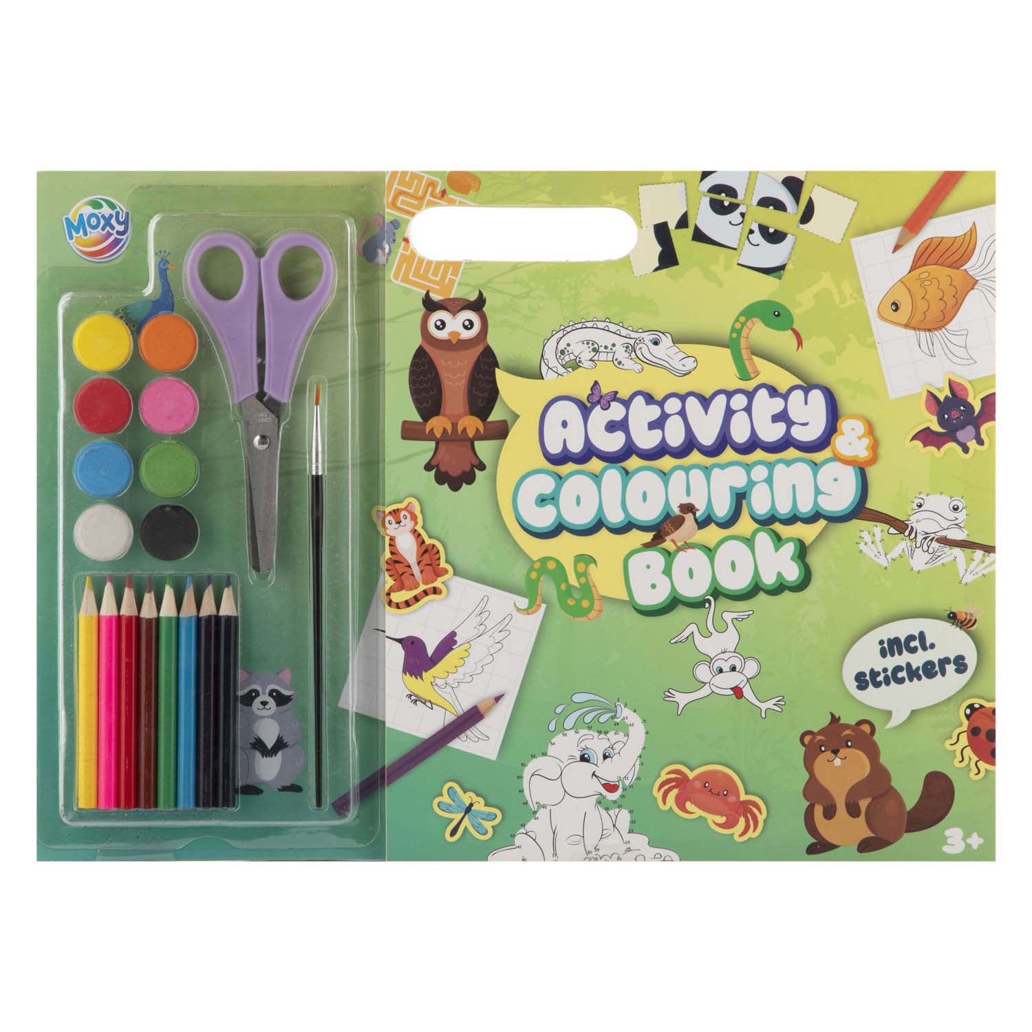 Creative craft group kleur en activiteitenboek dieren - inclusief verf, potloden, schaar en stickers