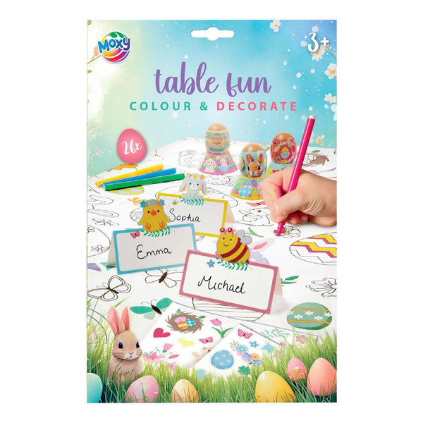 Creative craft group kleur je eigen pasen tafelkleed, eierdopjes en naambordjes