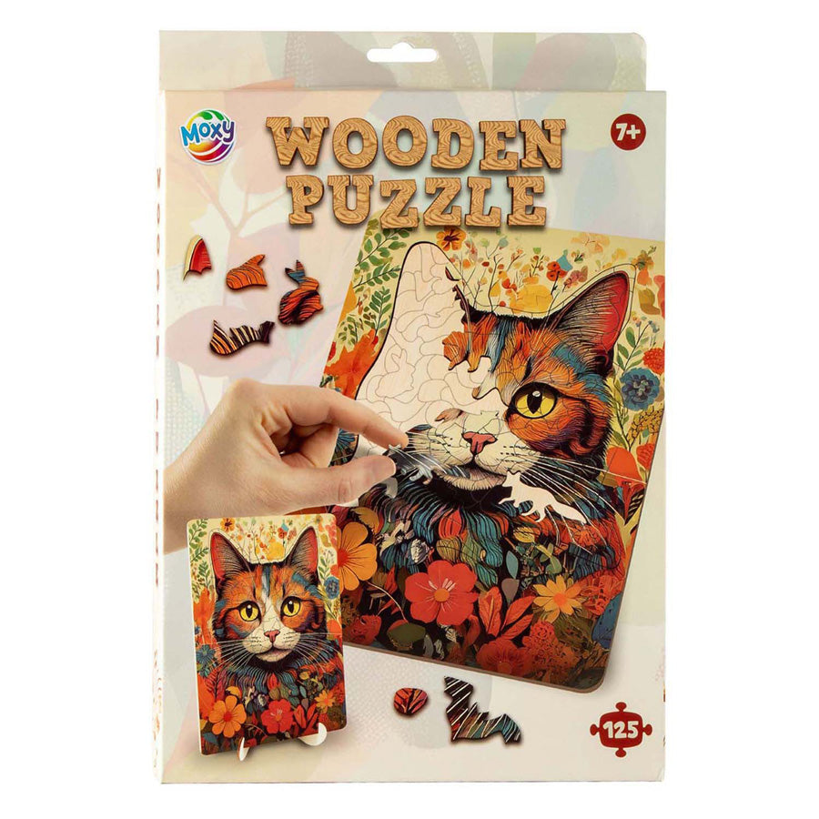 Moxy houten puzzel cat unieke vormen, 130pcs