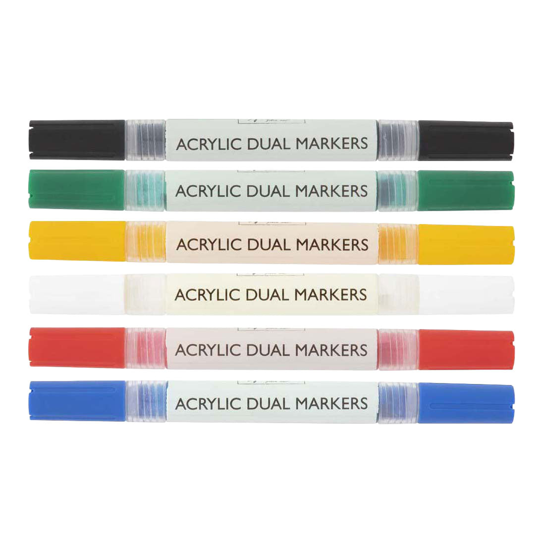 Nassau fine art professionele acrylstiften | 6 verschillende kleuren | doppelmarkers | geschikt voor stenen - schoenen - glas - plastic - hout - kleding