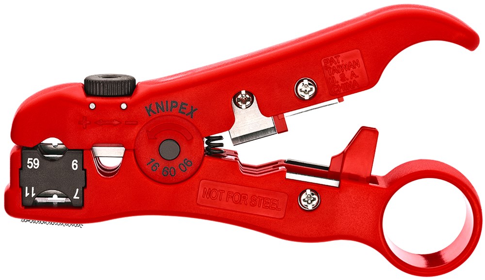 Knipex afstriptang voor coax- en datakabels 166006sb kabelstrip- ontmantelingsgereedschap