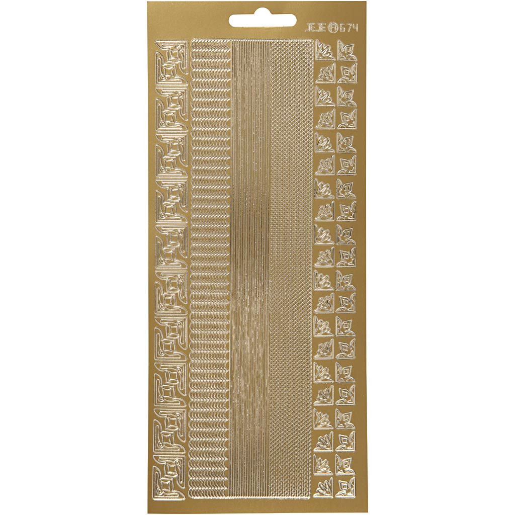 Stickers, randen, vel 10x23 cm, goud, 1 vel
