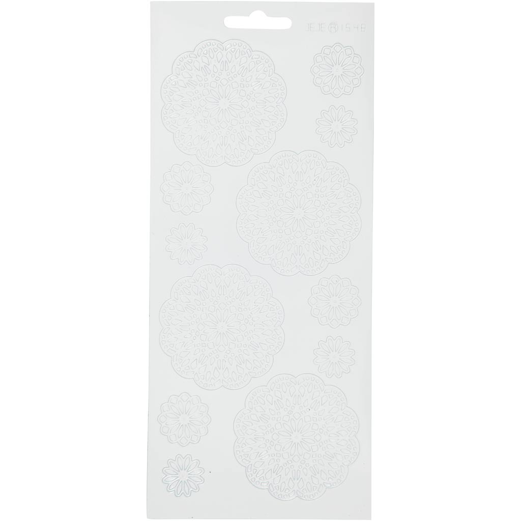 Stickers, bloemen, vel 10x23 cm, wit, 1 vel