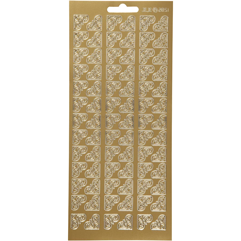 Stickers, hoeken, vel 10x23 cm, goud, 1 vel