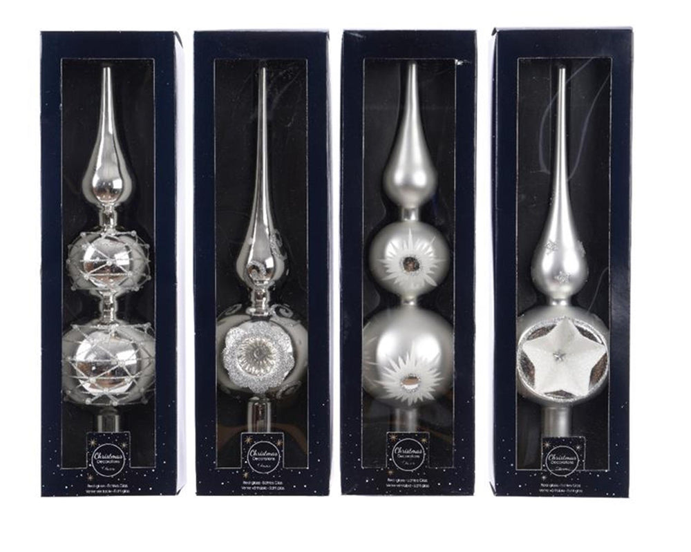 Decoris piek glas zilver 31cm