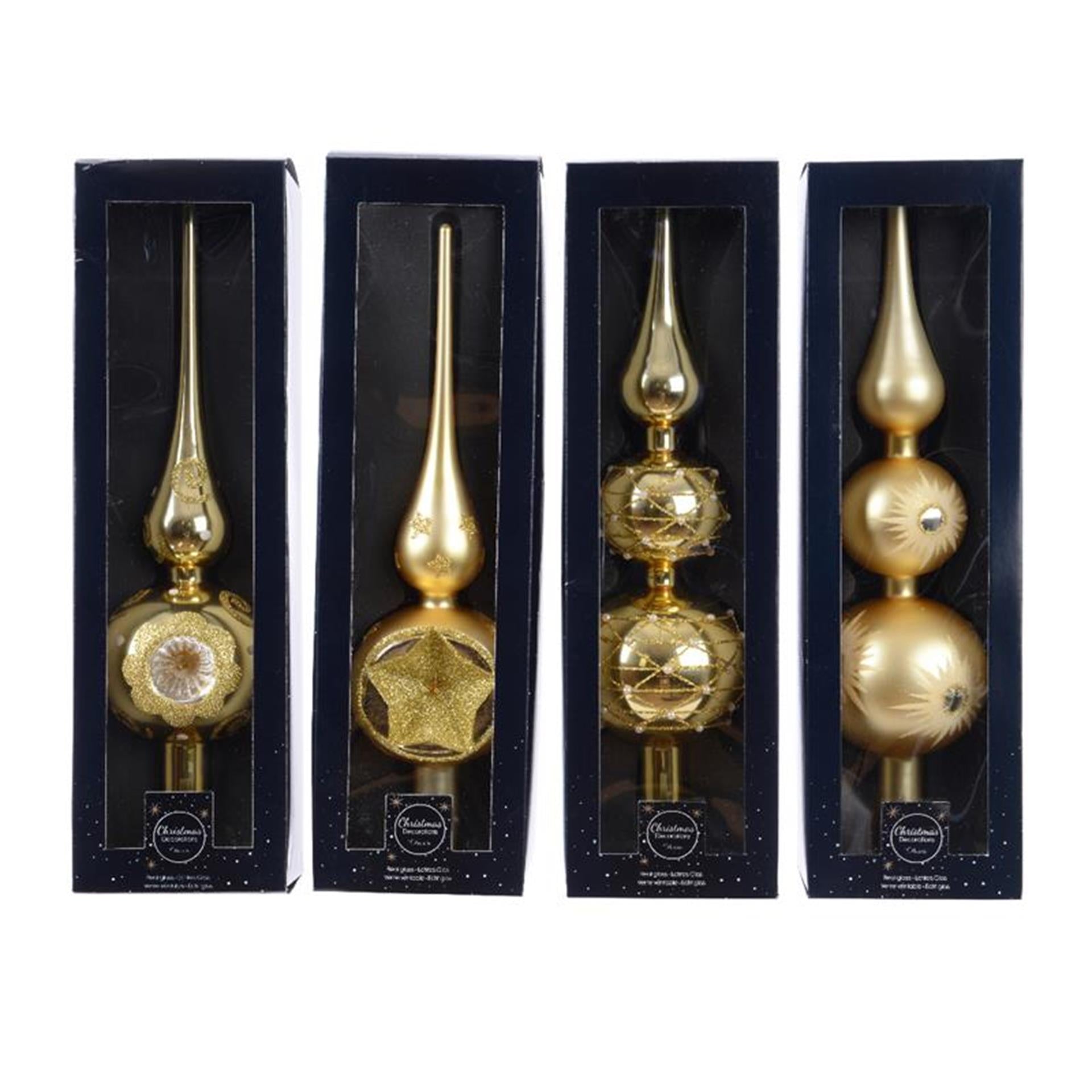 Decoris piek glas groot ø8x31cm licht goud