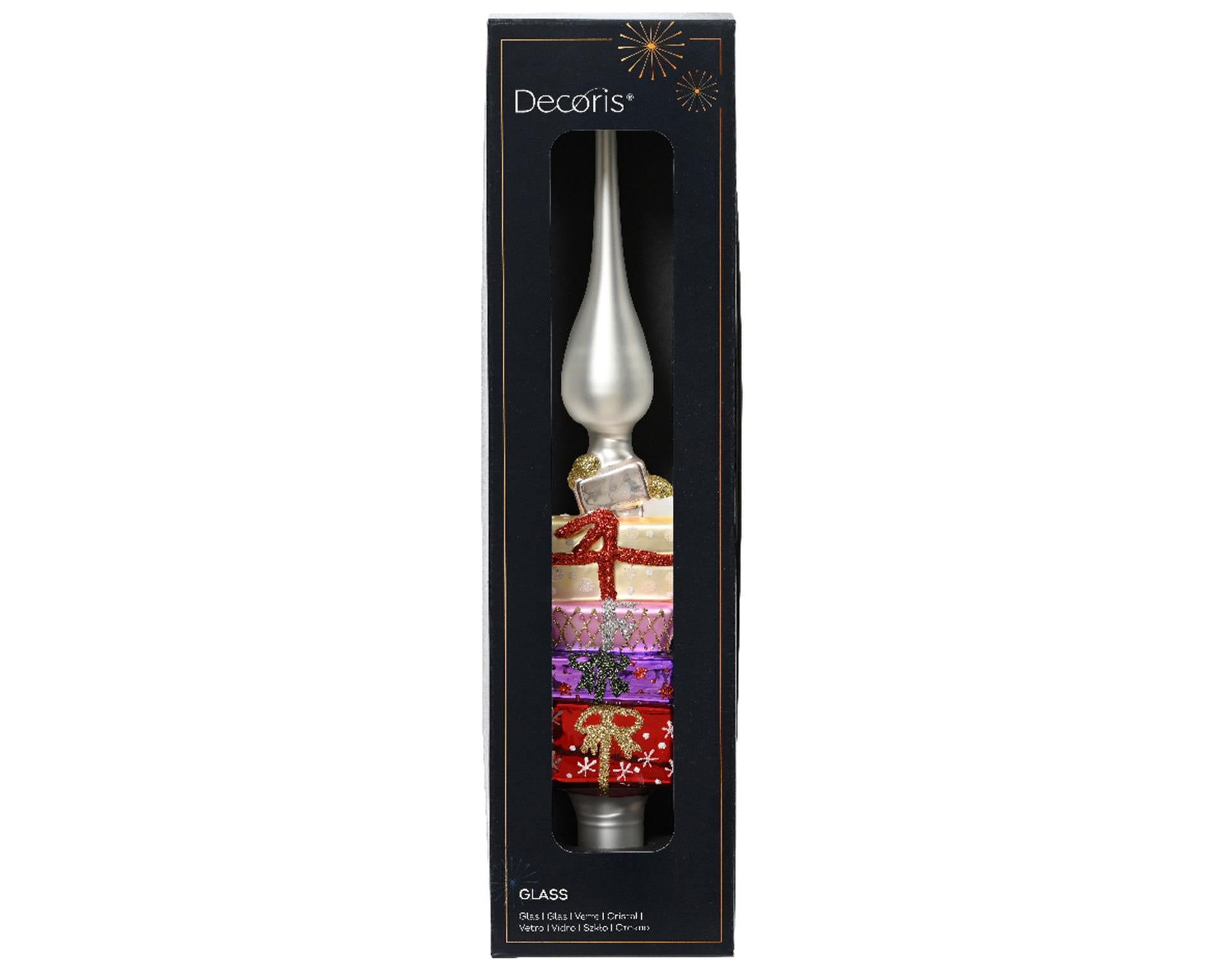 Decoris piek cadeautjes glas h29cm