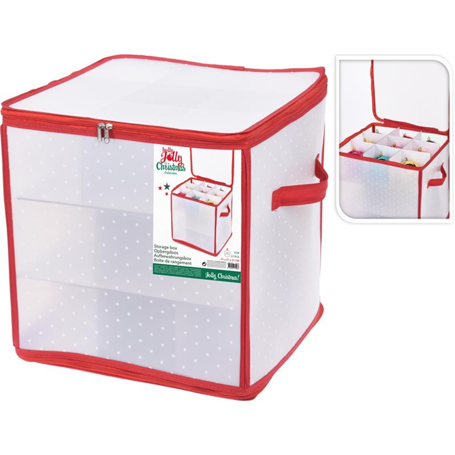 Home styling opbergdoos v. kerstbal 27-vaks 31x31cm