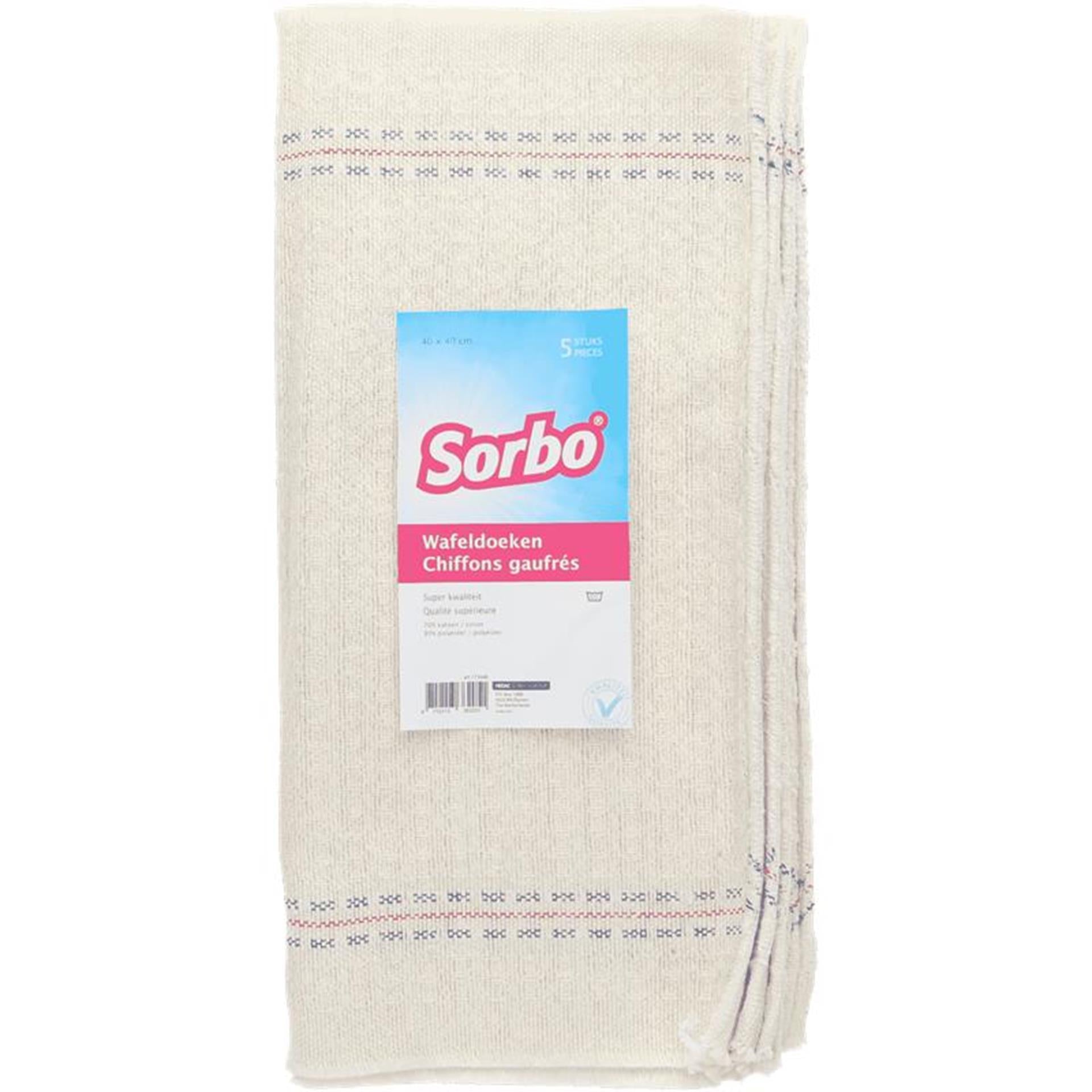 Sorbo wafeldoeken 40x40cm pak a 5st