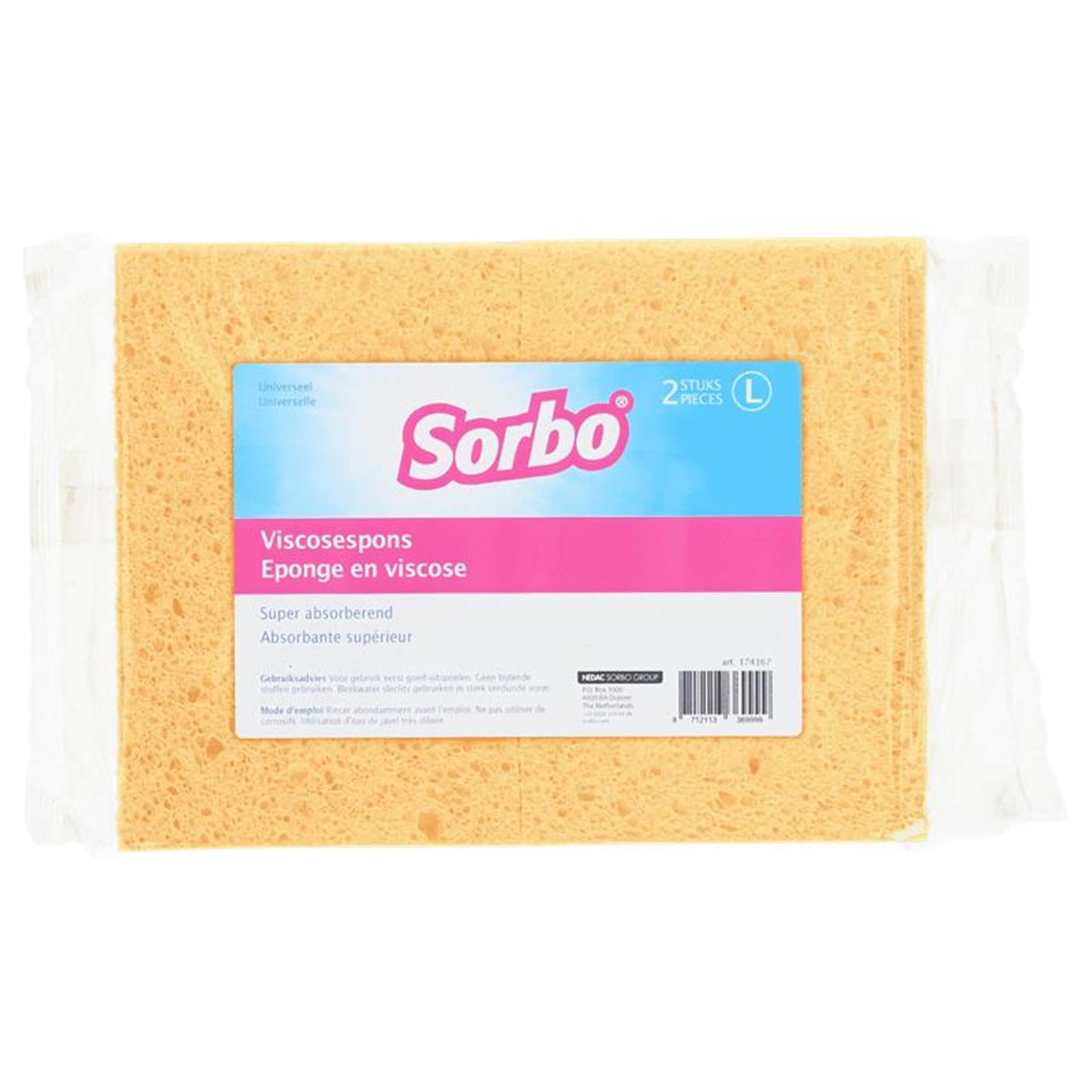 Sorbo viscosespons l pak a 2 stuks