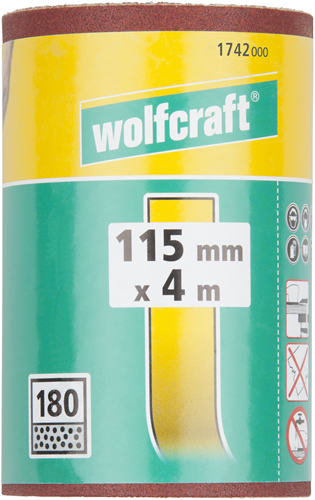 Wolfcraft hecht-schuurpapier-rol | k180 | 4m x 115mm | 1 stuk - 1742000