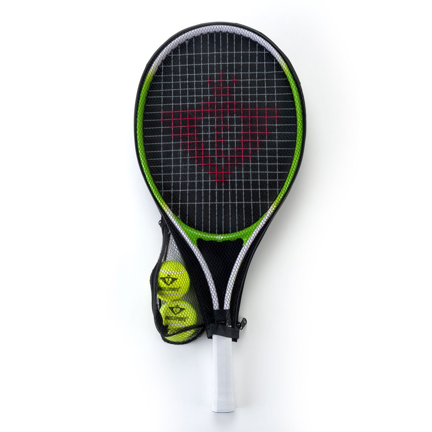 Tennisracket met schoffels en 2 ballen - groen