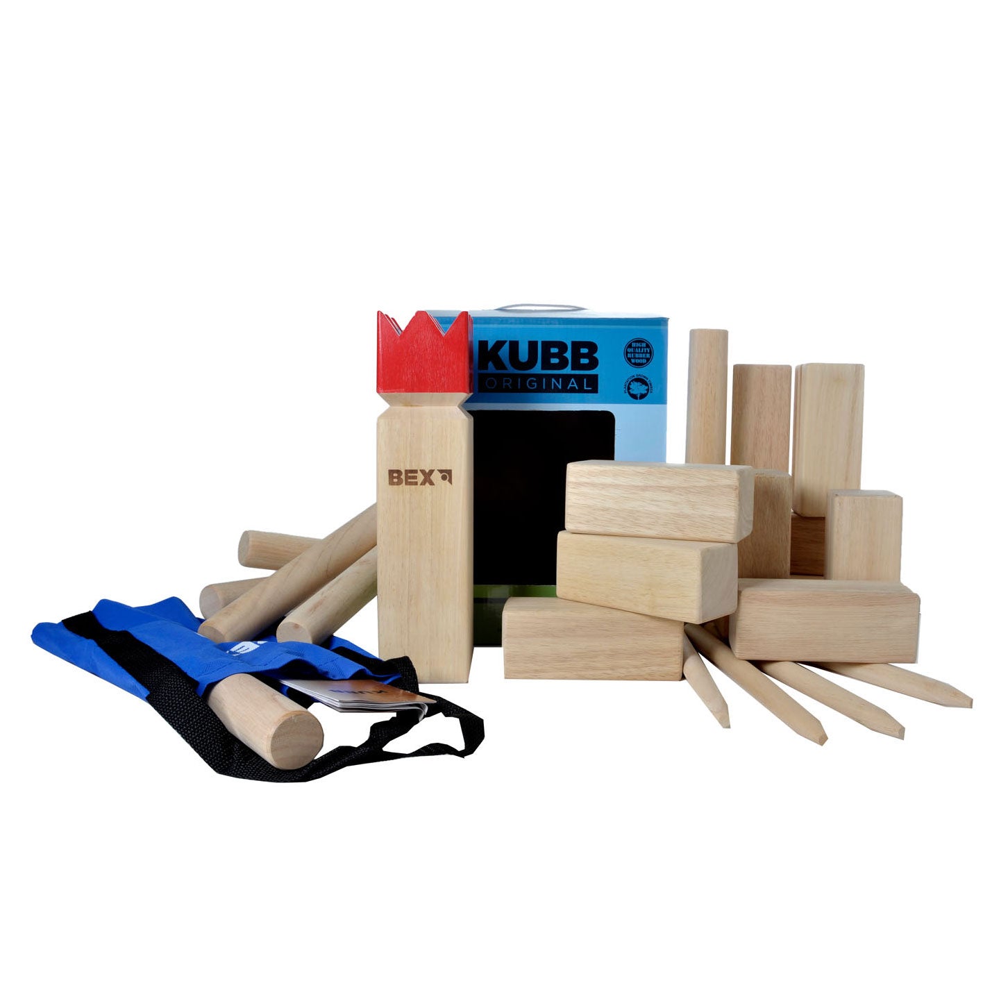 Kubb origineel rubberhout met rode koning