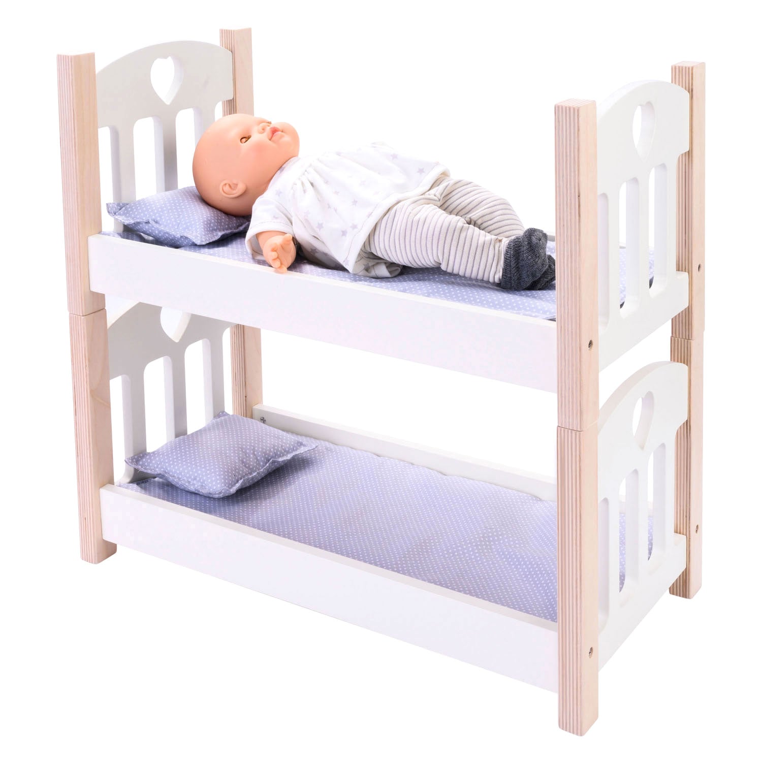 Longfield poppen stapelbed grijs wit