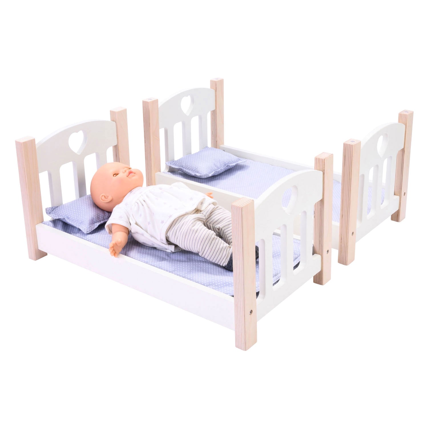 Poppen stapelbed grijs wit