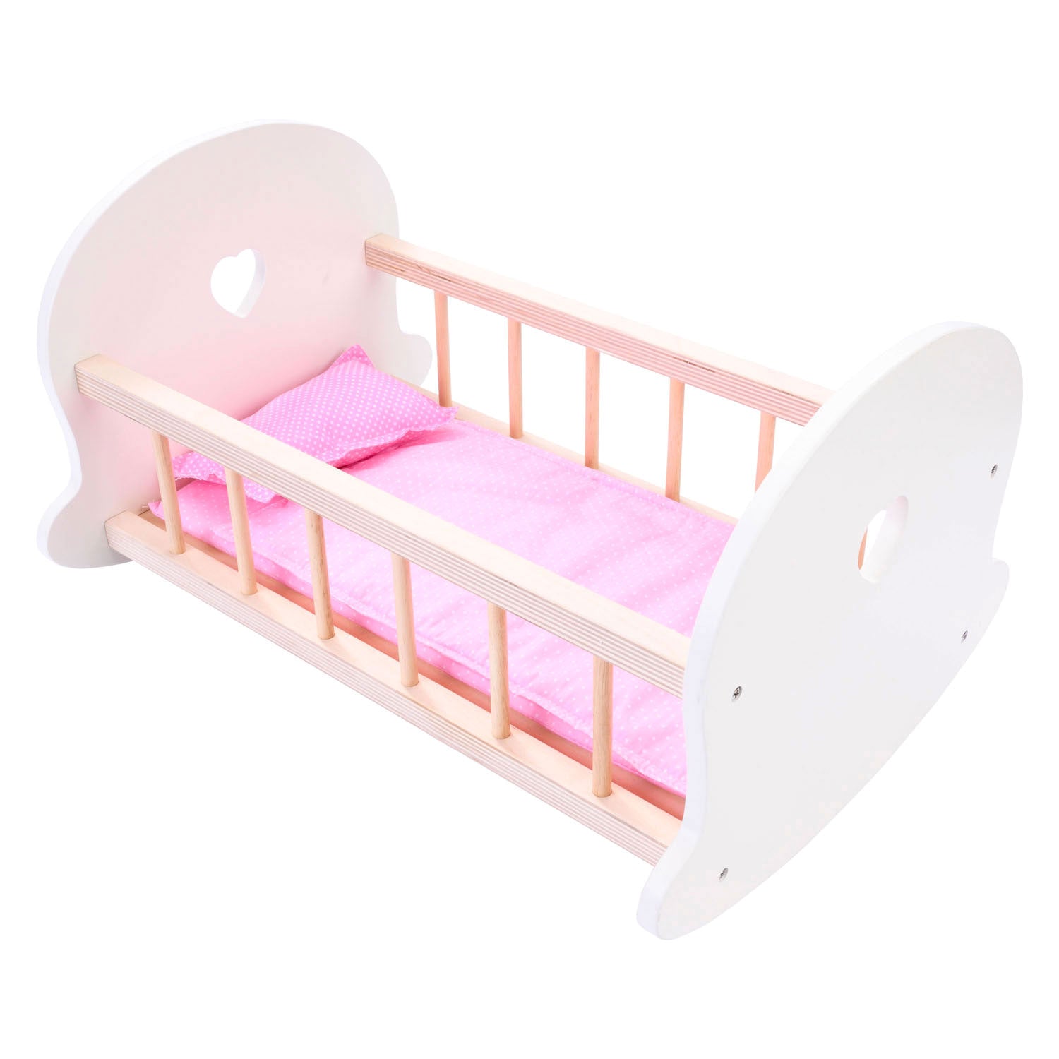 Angel toys poppenbedje schommelwieg, roze wit