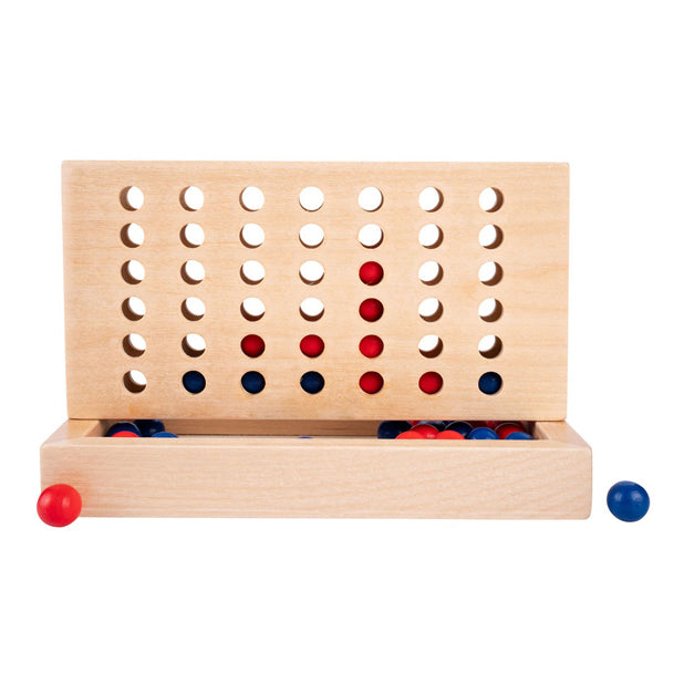 Longfield vier op een rij – strategisch spel – hout – rode en blauwe stenen – klassiek denk- en strategiespel – engelhart