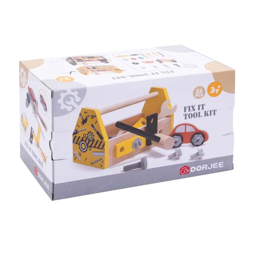 Dorjee Gereedschapskist 33-delig Junior Hout Geel