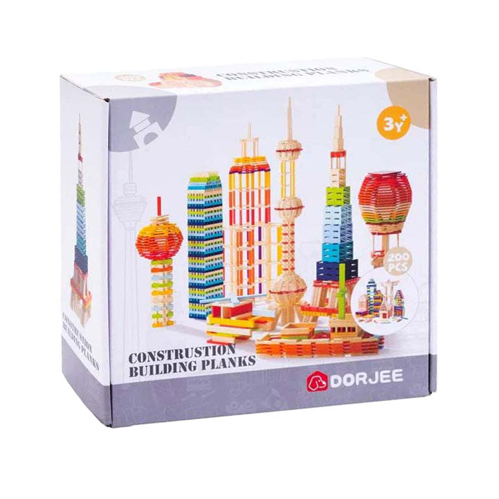 Bouwplankjes set van 200 stuks multicolour