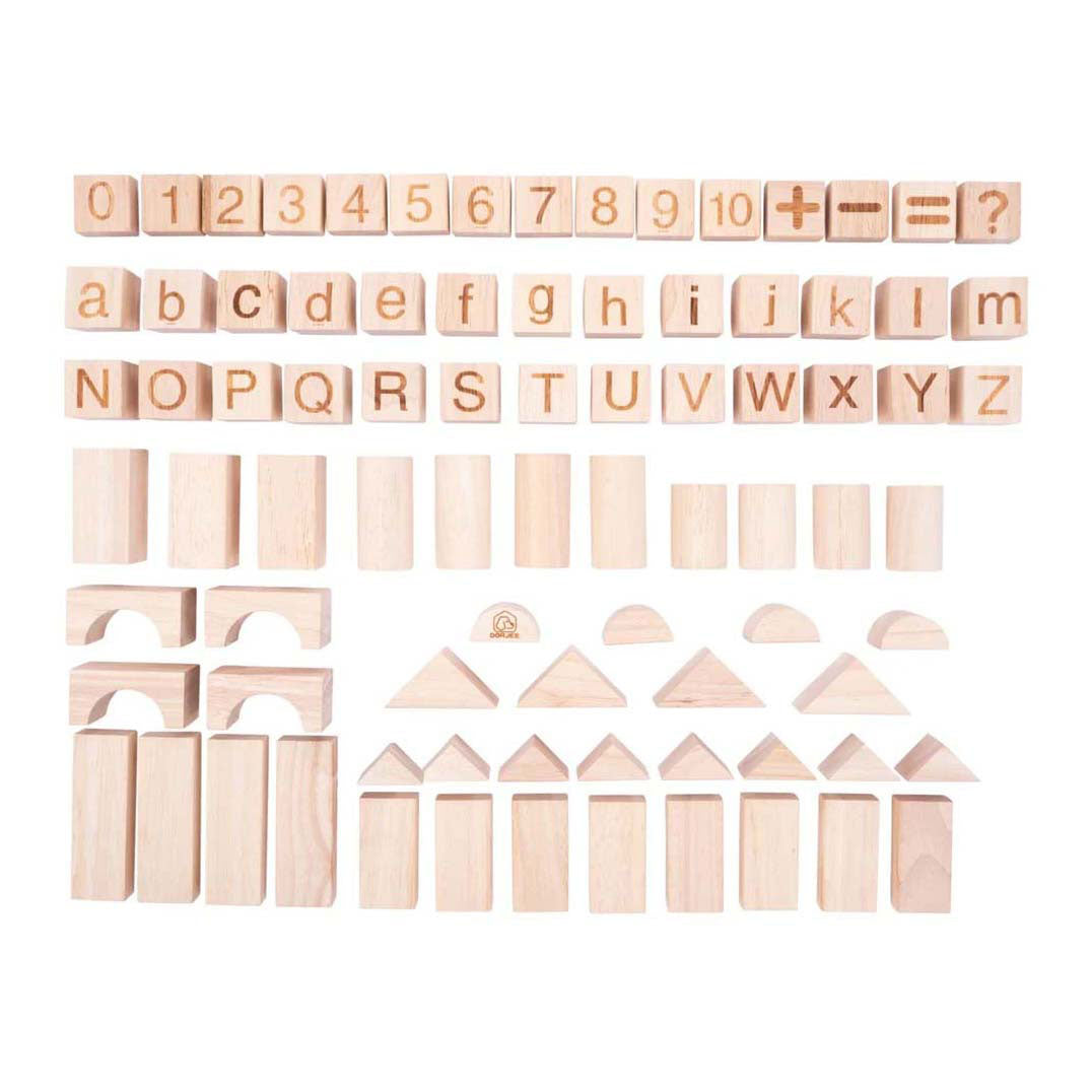Set bouwplankjes, blokken en letters - 84dlg.