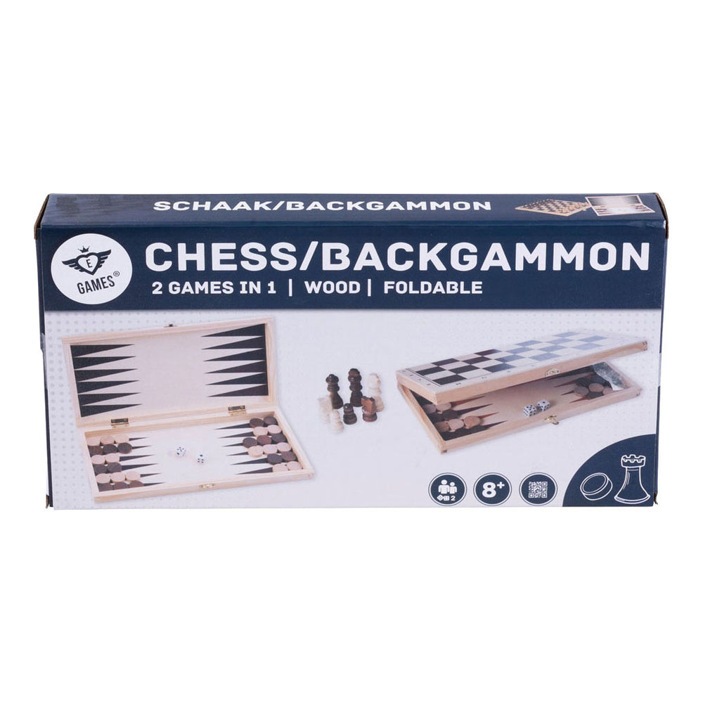 Engelhart schaak backgammon cassette hout 30x16x4 cm | 2 stuks