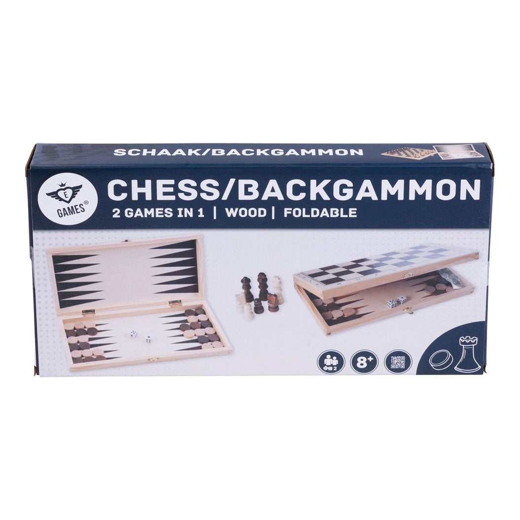 Engelhart schaak backgammon cassette hout 30x16x4 cm | 2 stuks