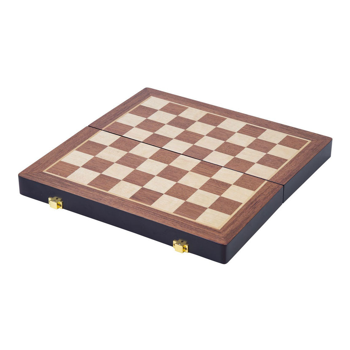 Basis houten opklapbaar schaakspel 38,5x38,5x5,8 cm