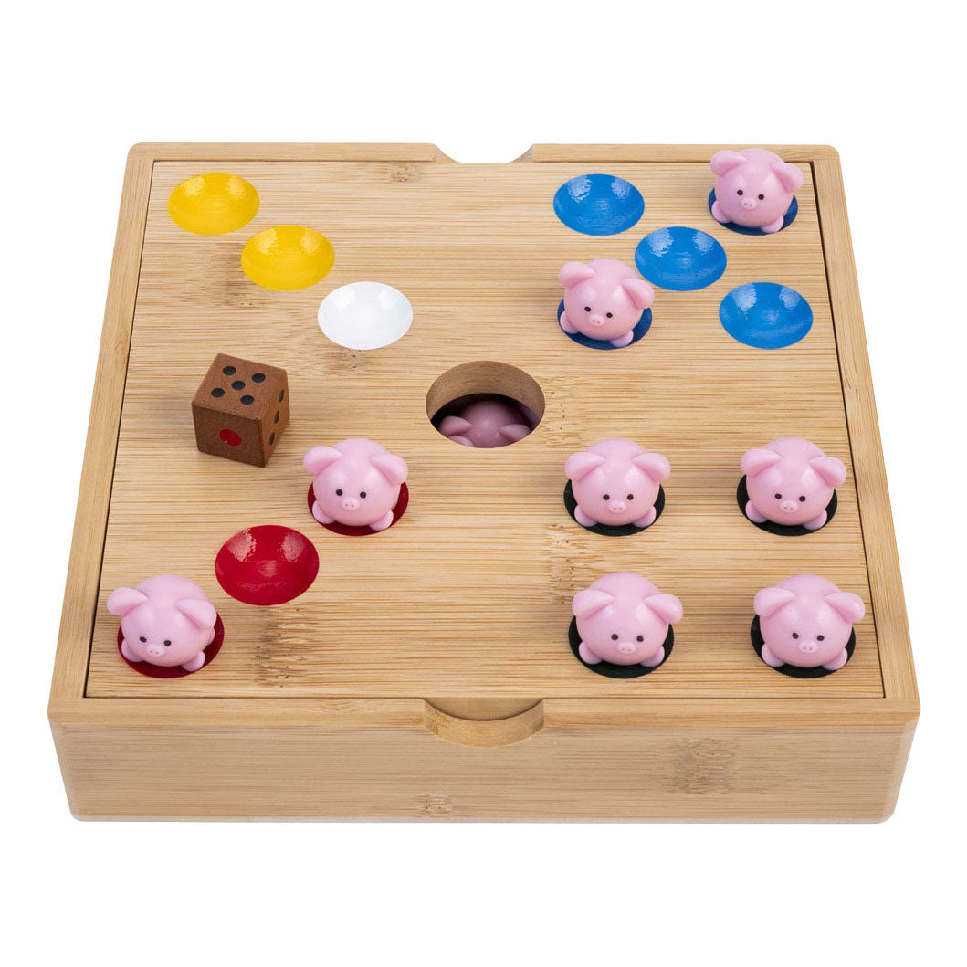 Engelhart pig hole game – bamboe – 60 siliconen varkentjes – strategisch gezelschapsspel – tactisch bordspel –