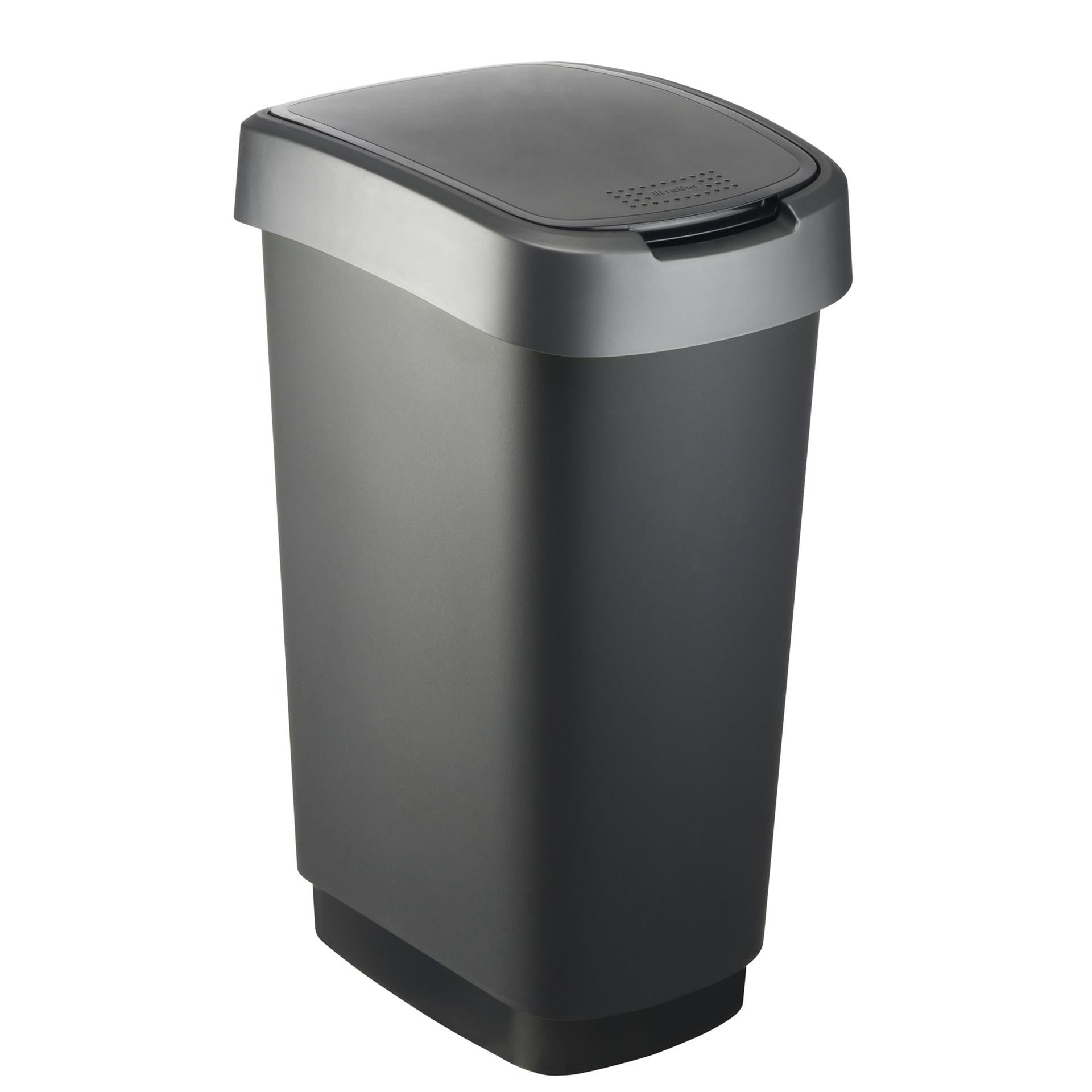 Rotho twist afvalbak 50l dark silver 401x298x602mm