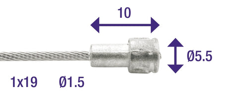 Câble intérieur de frein Elvedes 2000mm acier inoxydable ø1.5mm V-nipple (100 pièces)