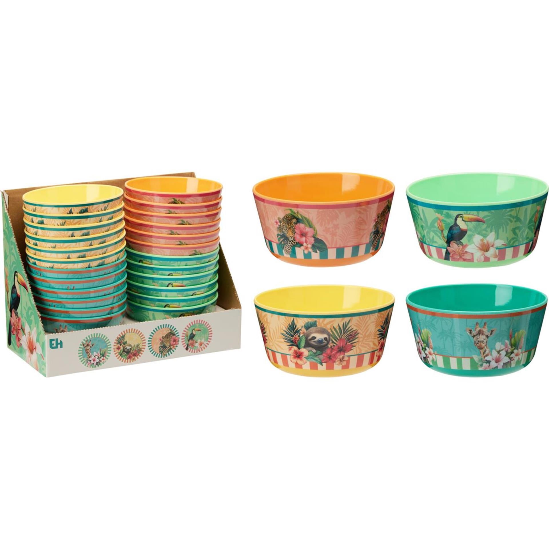 Excellent houseware schaal melamine ø14xh7cm 4 assorti