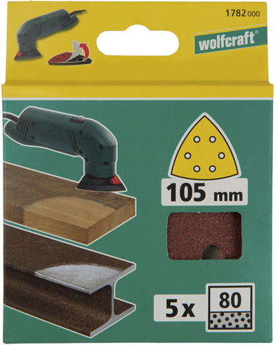 Wolfcraft hechtschuurbladen | k80 | geperforeerd | ø105mm | 5 stuks - 1782000