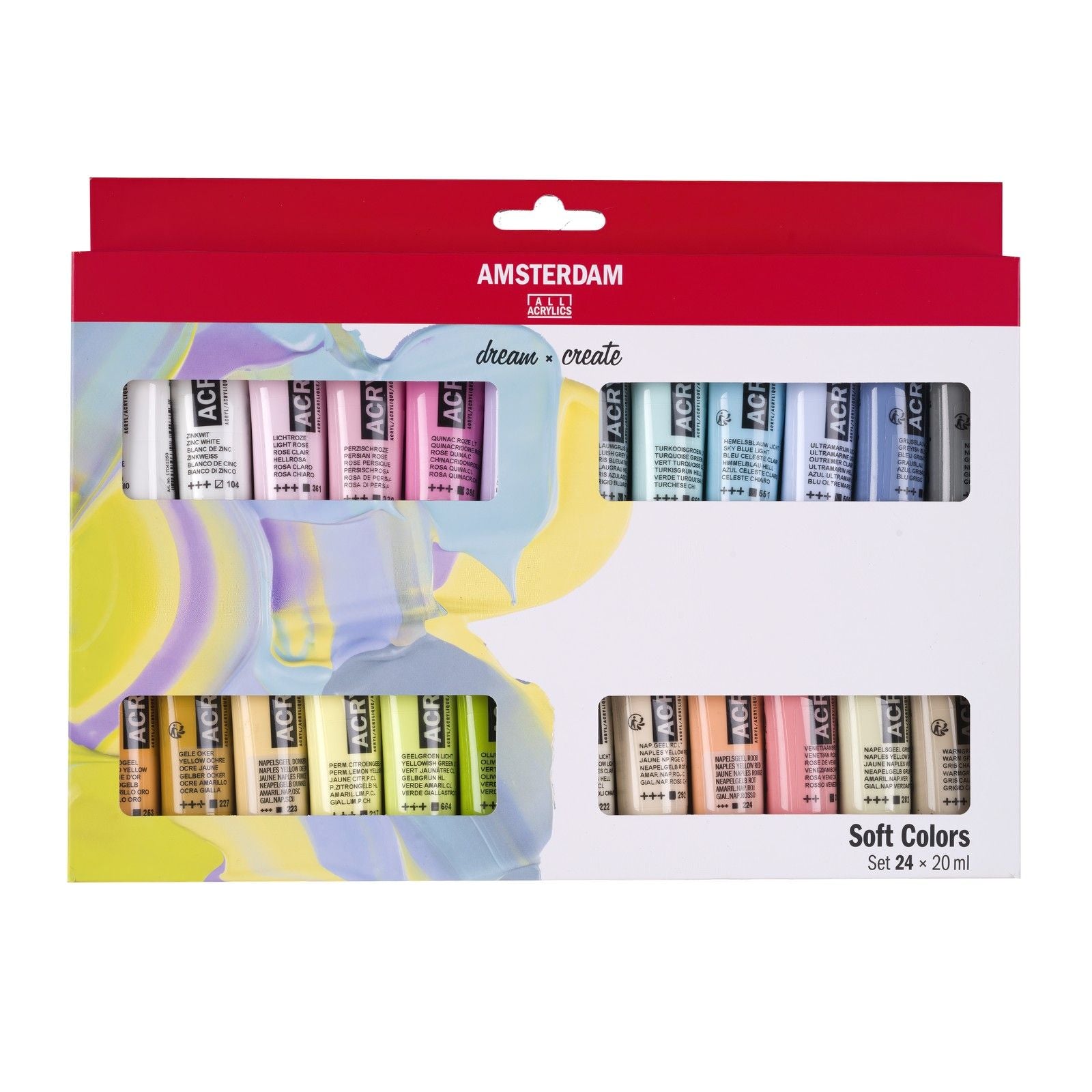 Amsterdam all acrylics amsterdam • standard series acrylverf zachte kleuren set 24x20ml