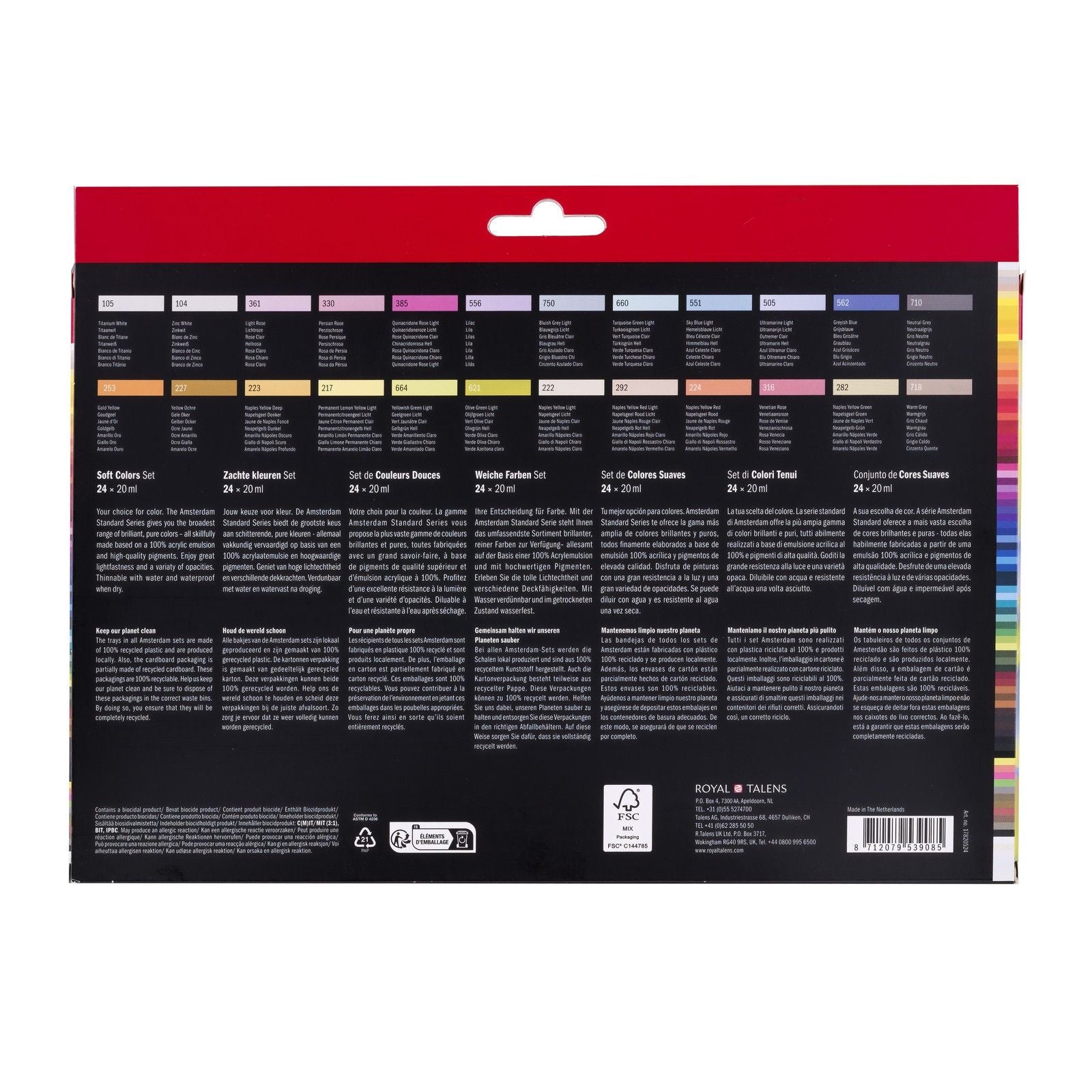 Amsterdam all acrylics amsterdam • standard series acrylverf zachte kleuren set 24x20ml