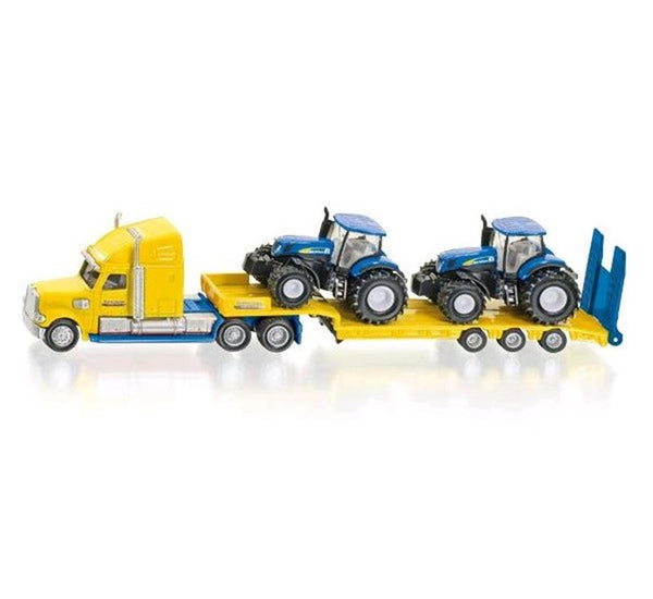 Siku 1805, vrachtwagen met new holland-tractoren, 1:87, metaal kunststof, geel blauw, vele functies