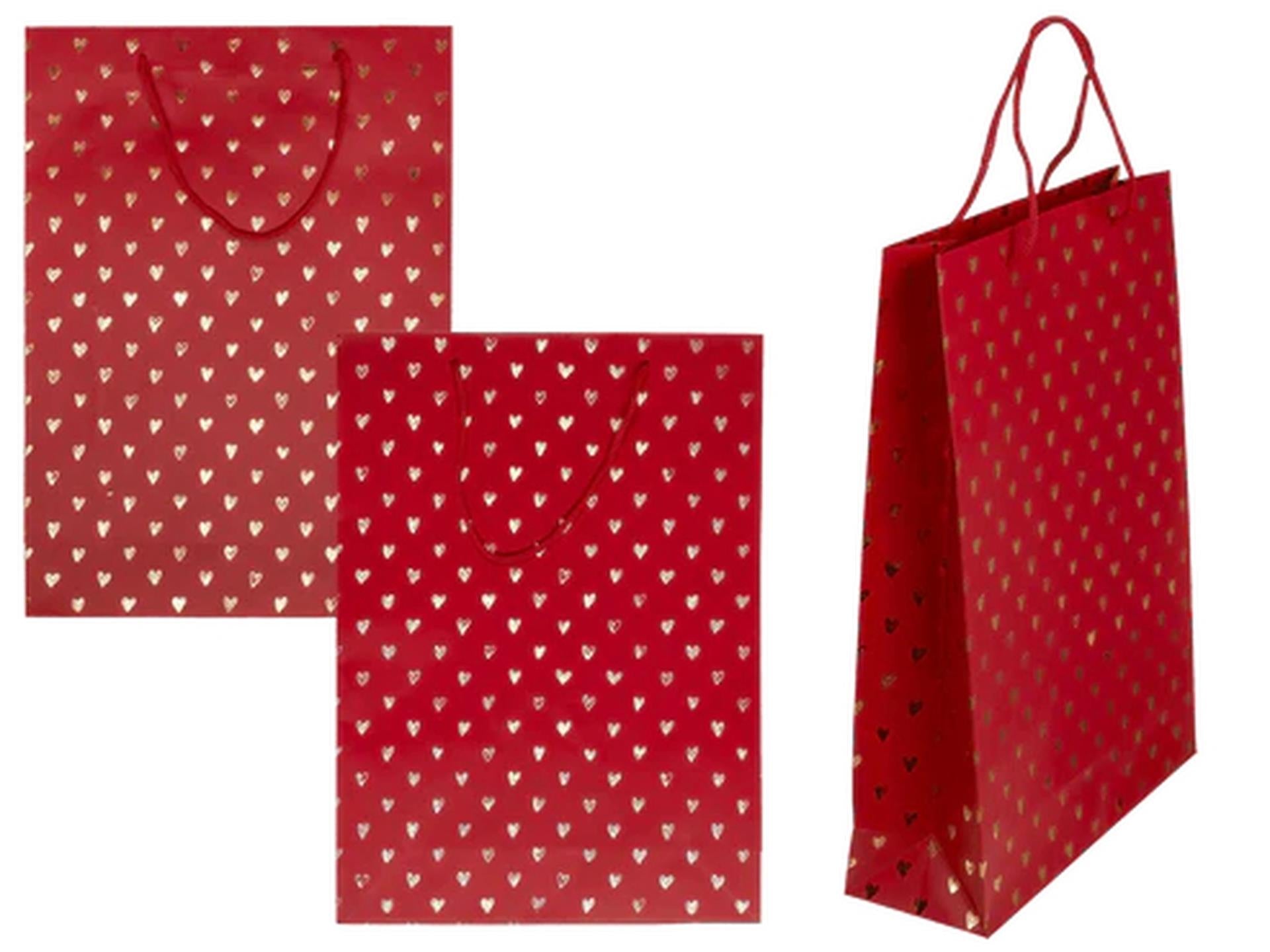 Out of the blue geschenktasje hearts rood 25x8,5x34cm