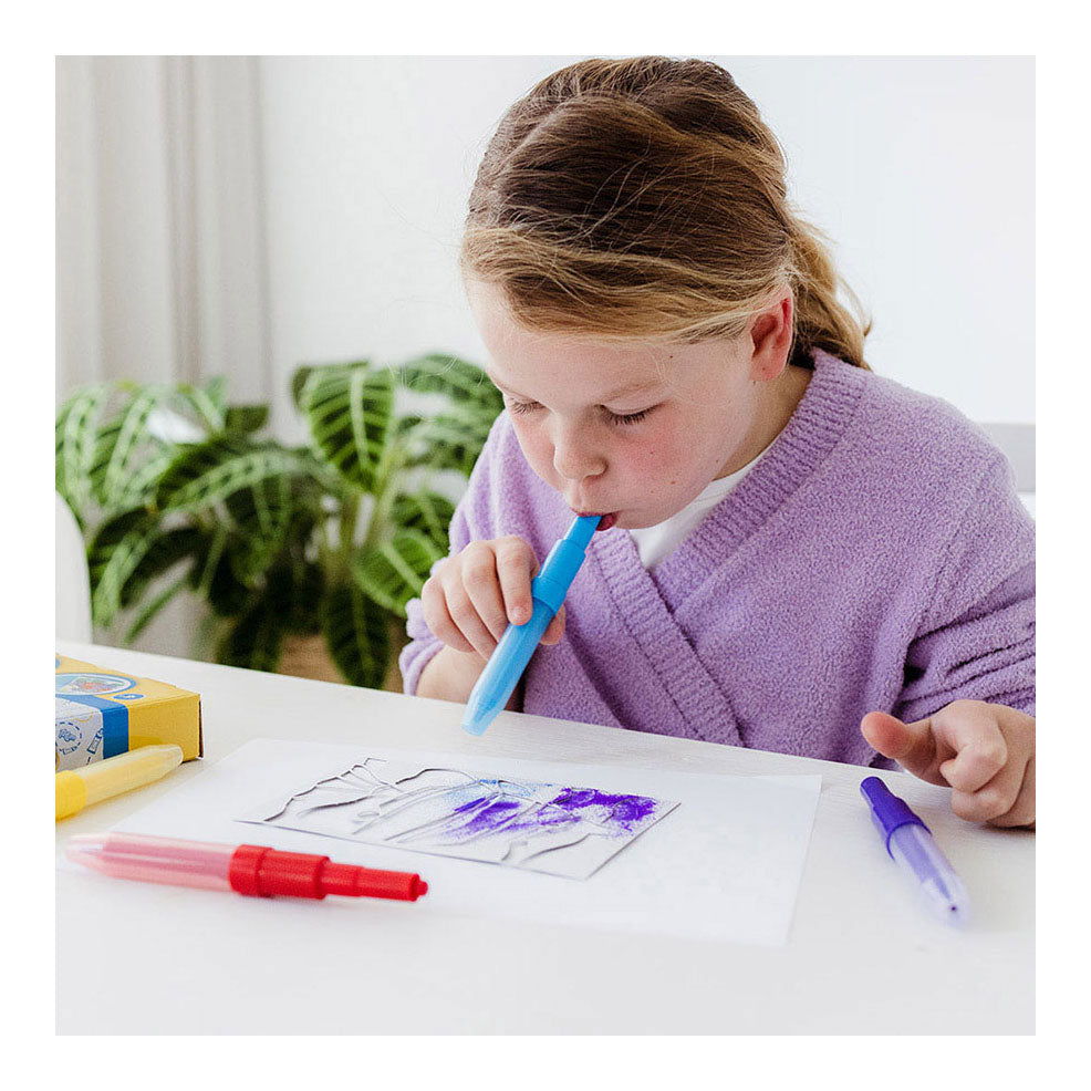 Totum spraypens 5 blaaspennen knutselset incl. unicorn en dieren sjablonen - creatief speelgoed vanaf 4 jaar - knutselen tekenen en schilderen cadeau tip