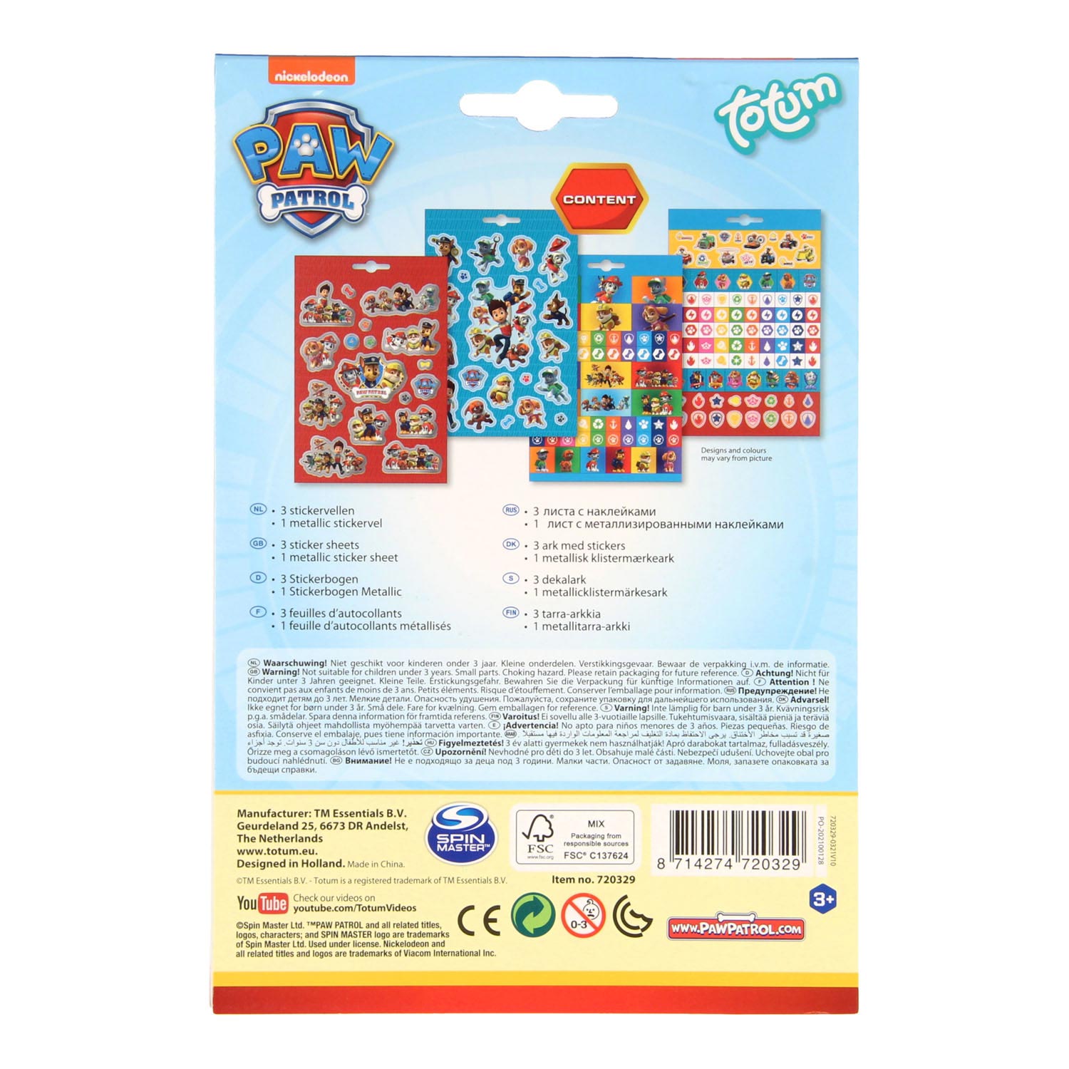 Totum pootpatrouille stickervel, 4st.