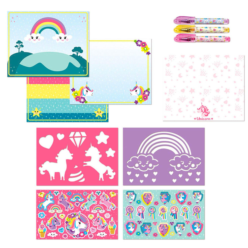 Totum unicorn designer vakantie doeboek stickeren, tekenen en schrijven - creatief speelgoed meisjes vanaf 3 jaar - 25 delig - incl. stickers en sjablonen knutselen