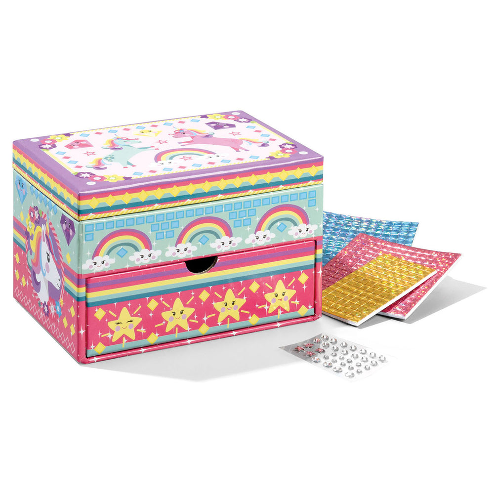 Totum unicorn sieraden doosje versieren - speelgoed meisjes knutselen cadeau tip - mozaïek 15 x 10 x 10 cm cadeau tip meisjes en jongens vanaf 3 jaar