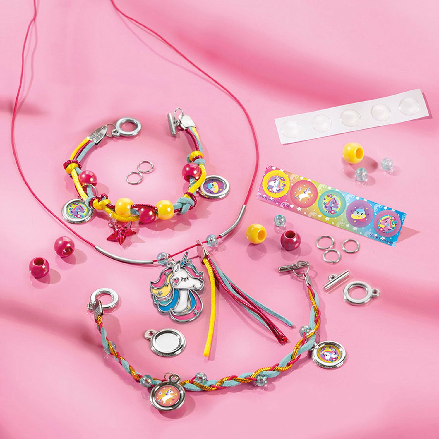 Totum unicorn knutselkoffer 2-in-1 knutselset armbandjes maken en diamond painting - creatief speelgoed meisjes vanaf 5 jaar cadeau tip knutselen sieradenpakket