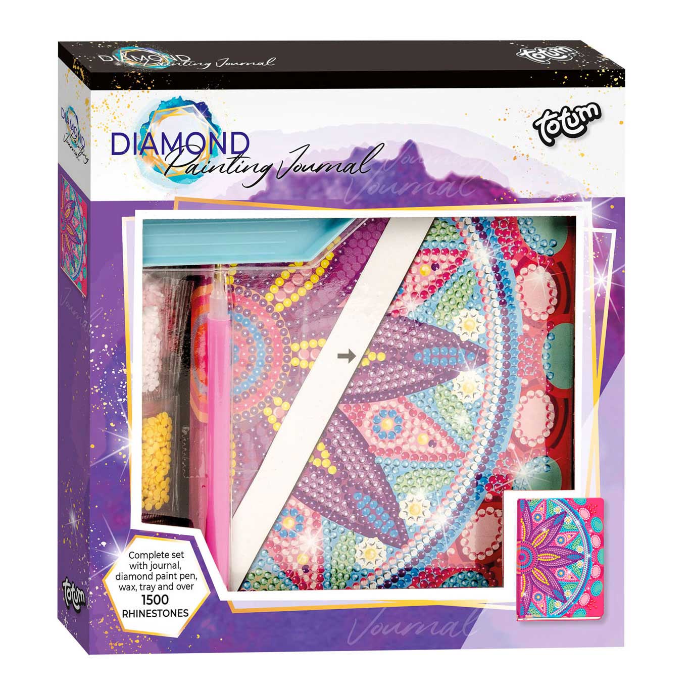 Totum diamant schilderij dagboek - bloemenmandala roze