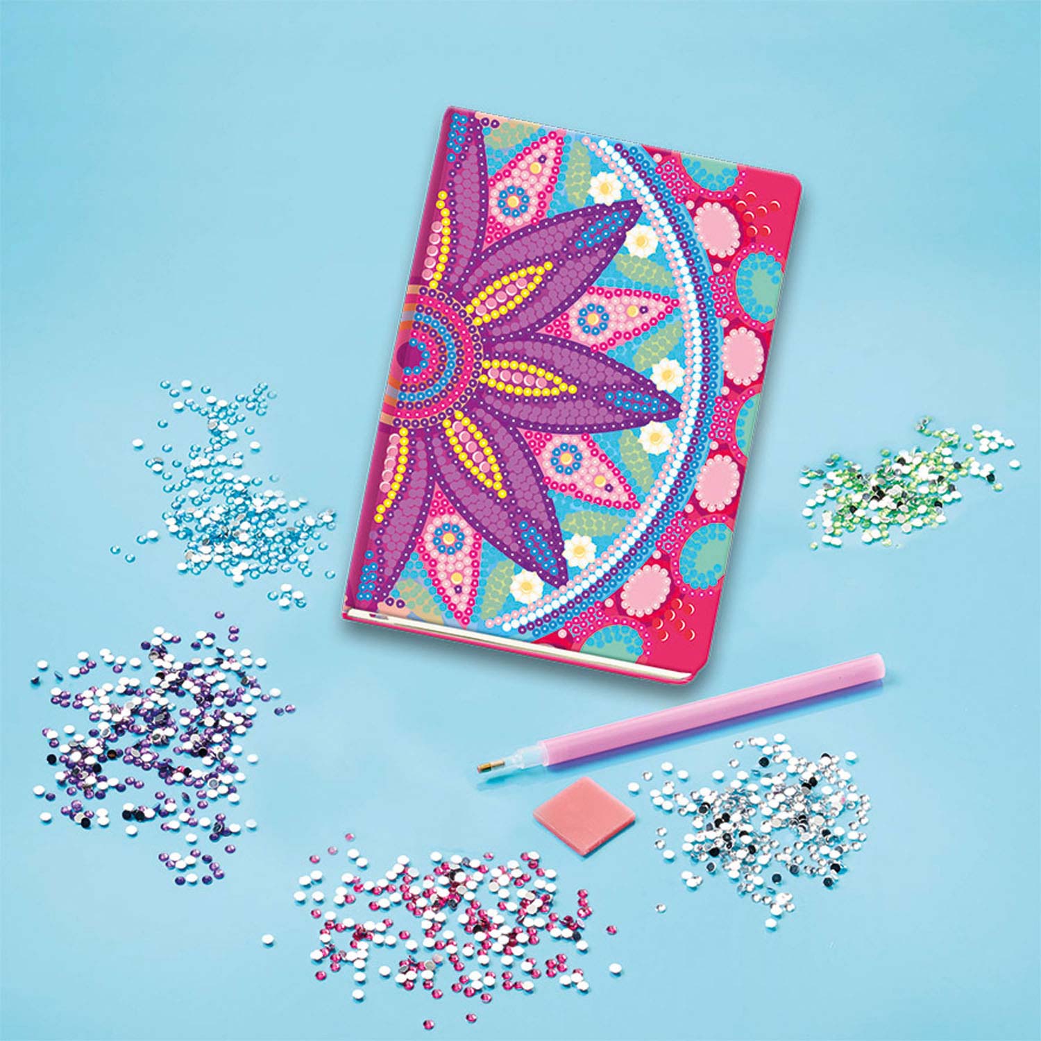 Totum diamant schilderij dagboek - bloemenmandala roze