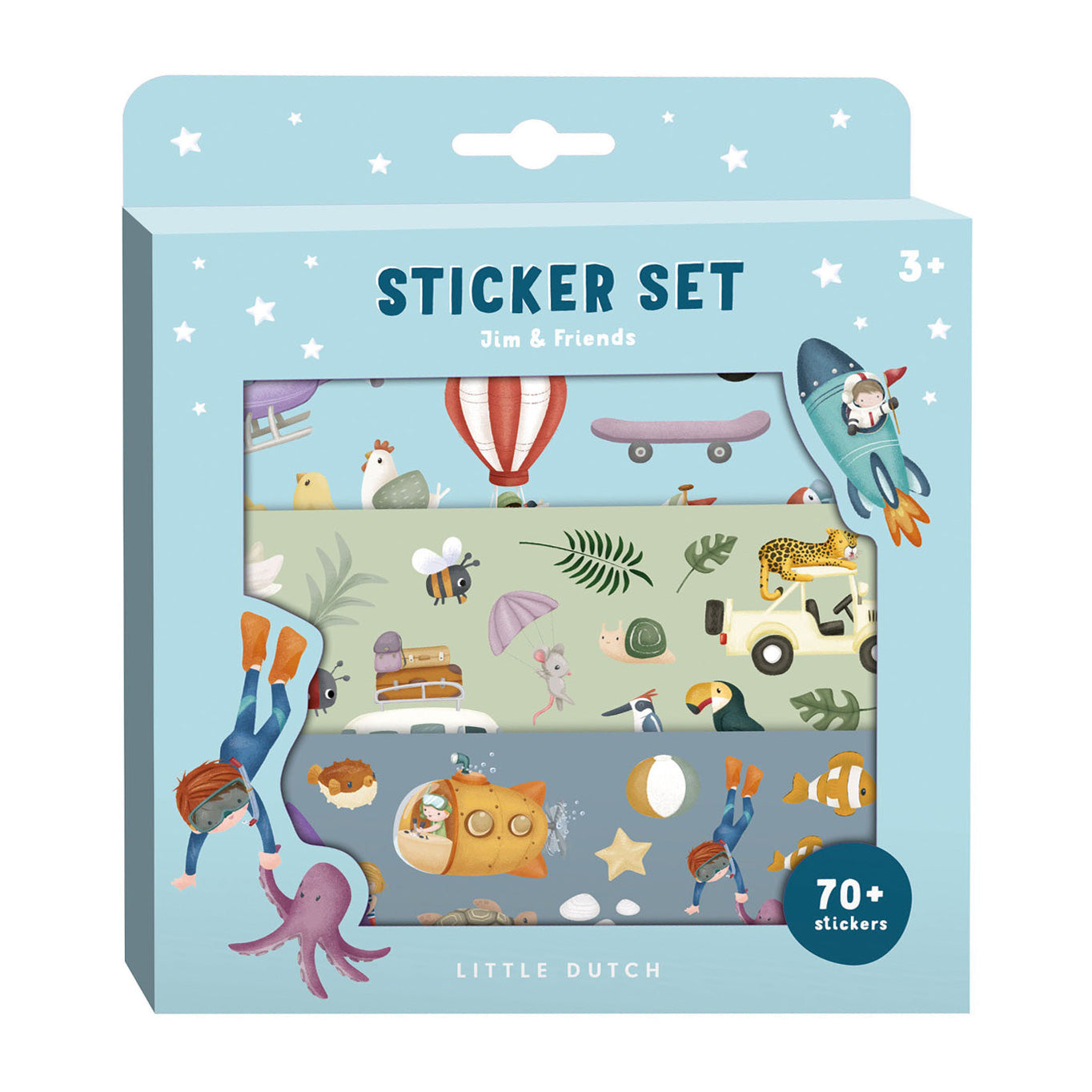Little Dutch stickerdoos Jim Friends, 3 stuks