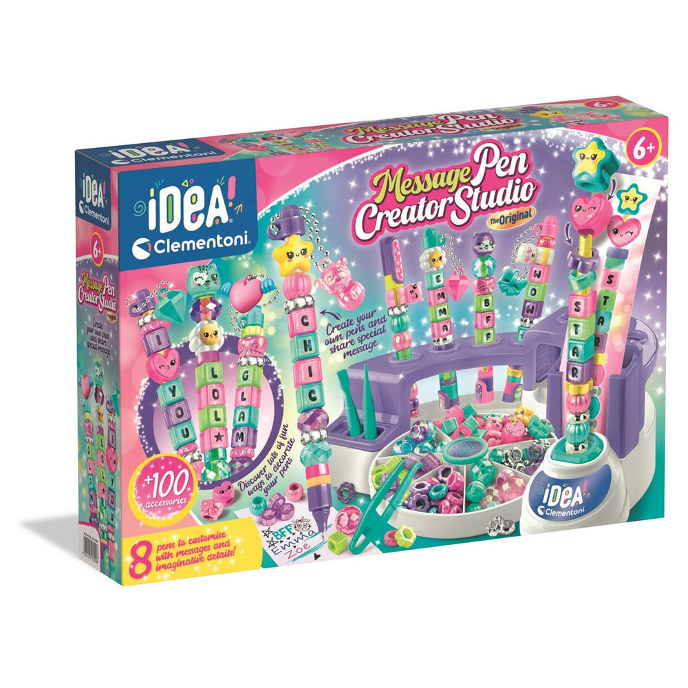 Clementoni idea - pennen creatiestudio - knutselpakket vol accessoires - message glitterpennen - het creatieve cadeautje - vanaf 6 jaar
