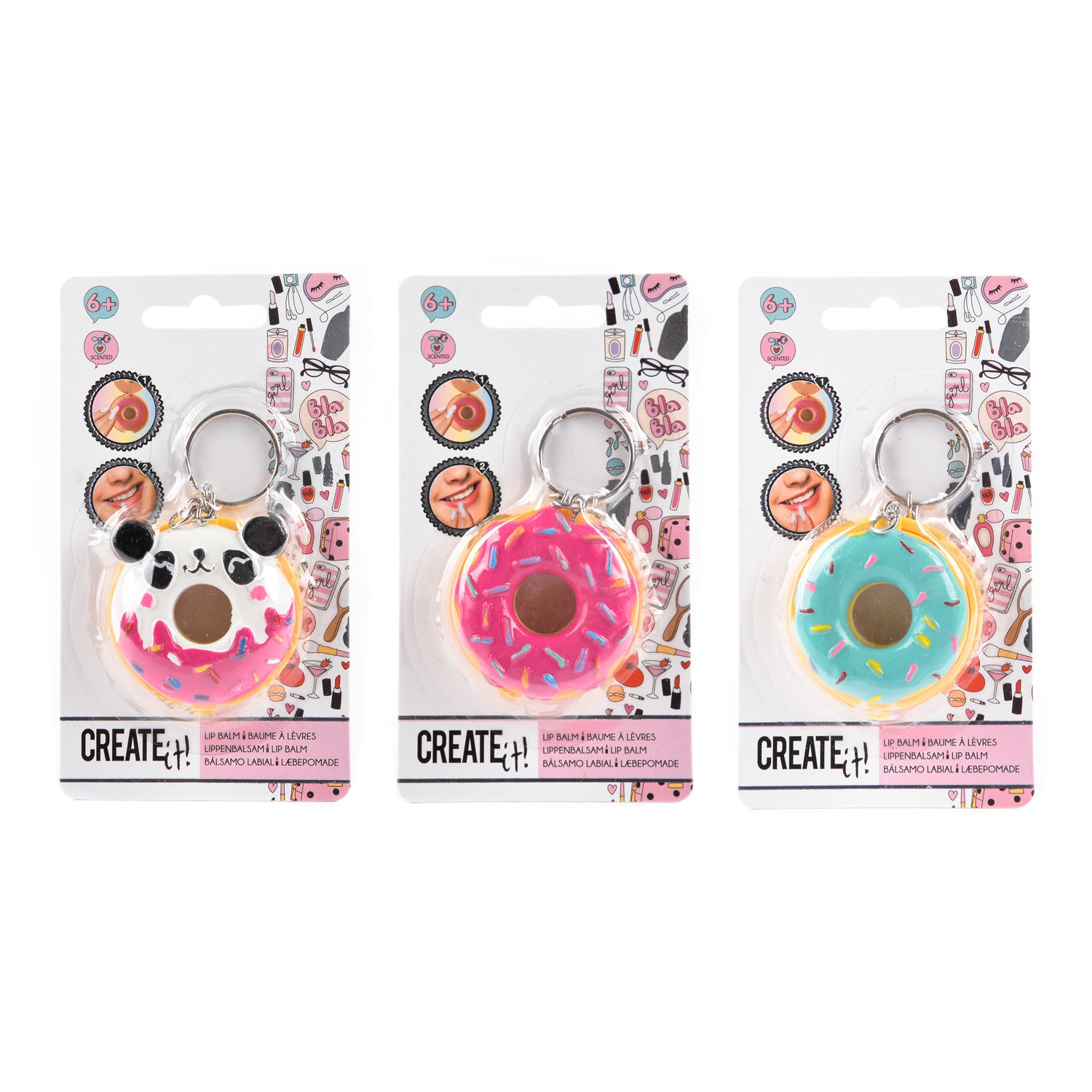 Creëer het! beauty sleutelhanger donut met lippenbalsem
