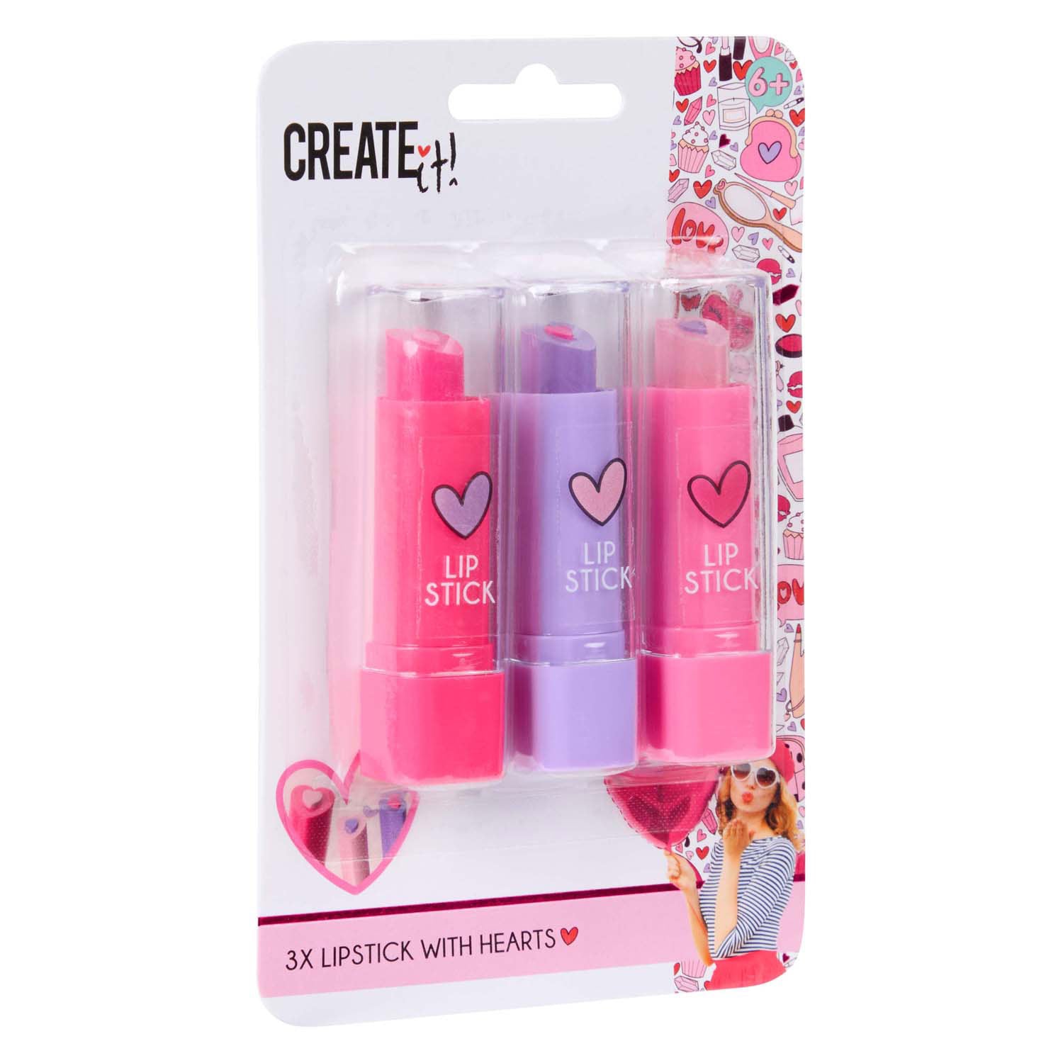 Maak het! hart lippenstift, 3st.