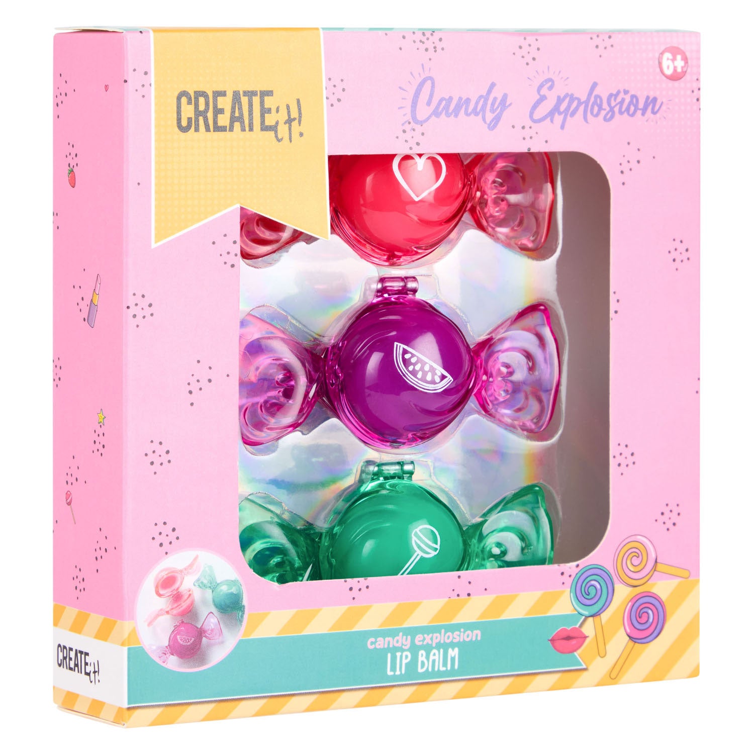 Creëer het! snoep lippenbalsem toffe doos, 3st.